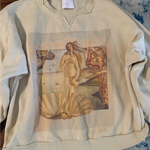 Selkie Oversized Beige Graphic Sweatshirt